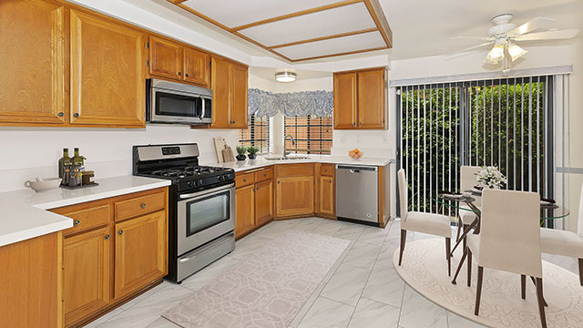 Kitchen with Sliding Door to Side Yard