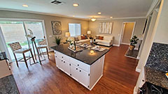 Kitchen Center Island - View of Family Room & Backyard