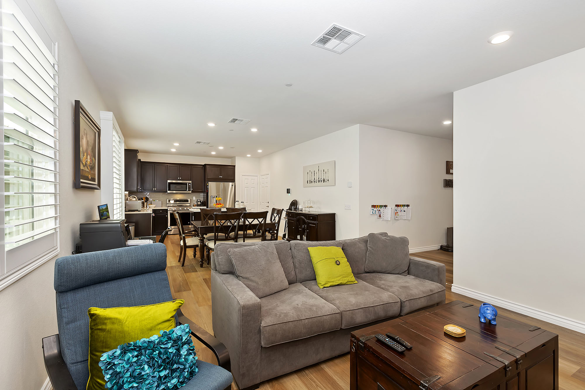 Living Room, Dining Area, & Kitchen