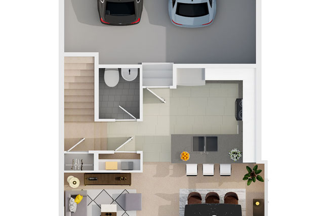 First Floor Overhead View 3D floorplan