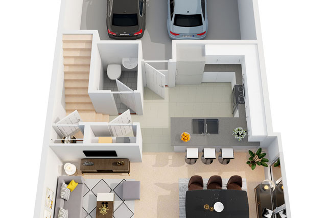 First Floor Angle View 3D floorplan