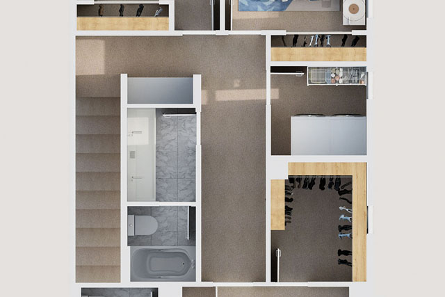 Second Floor Overhead View 3D floorplan