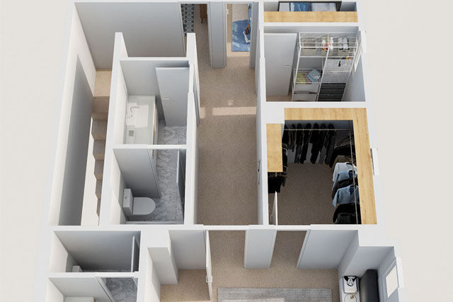 Second Floor Angle View 3D floorplan