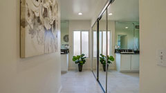 Master Bathroom Hallway - Mirrored Sliding Closet Doors